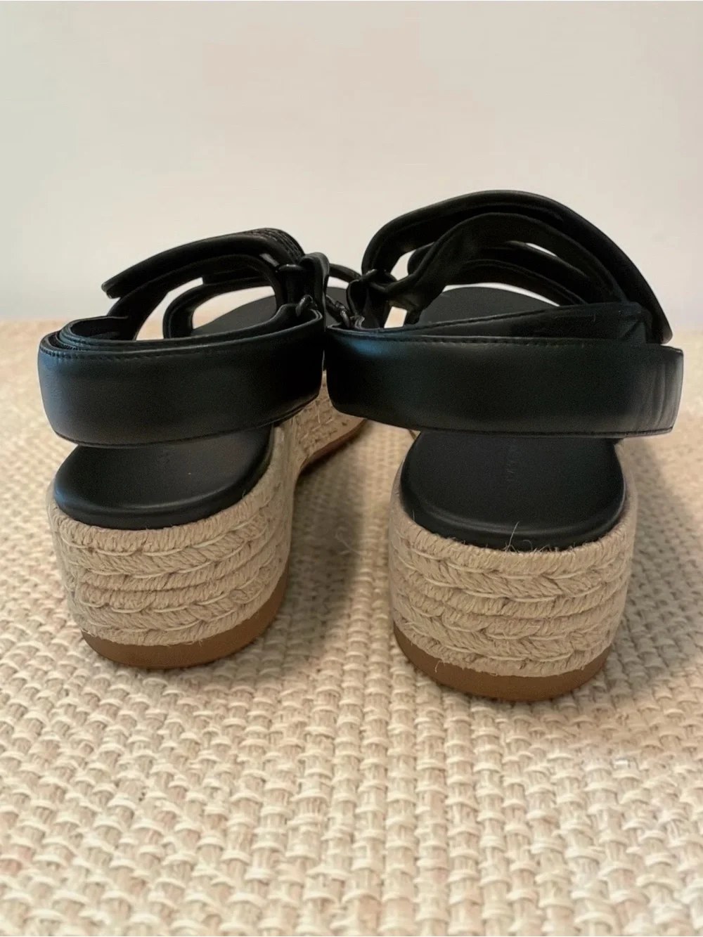 Tory Burch Black Woven-Strap Espadrille-Inspired Sandals